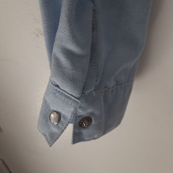 Vtg Roper Mens 18 Pearl Snap Blue Long Sleeve Shirt Made USA Western Cowboy - Picture 6 of 9